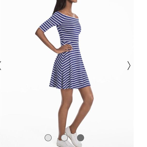 White House Black Market Off The Shoulder Stripped Sneaker Dress - Picture 5 of 16